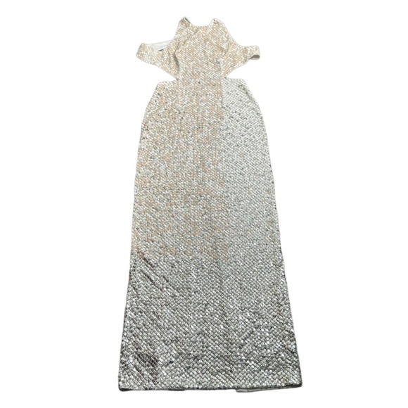 Cache white sliver and nud sequins halter maxi dress size 6 - Picture 5 of 16